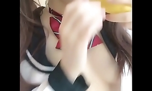 Cute cosplay girl playing in the matter of banana #1 - https://www.asiansister.com/