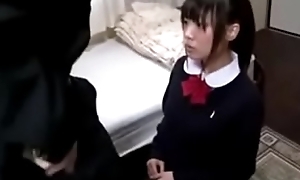 Schoolgirl On Her Knees Giving Blowjob For Schoolguy Cum To Mouth Spitting To Fob off On The Carpet In The Room