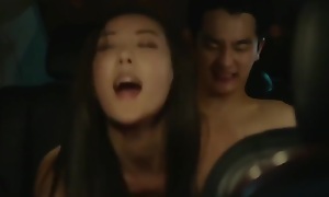 korean couple having rough sex in the car