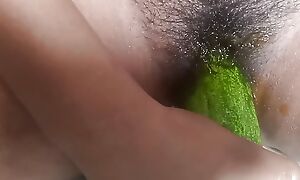 Whole CUCUMBER in My DARK muff . Pulling A Huge Cucumber in my muff .  Bonking with cucumber . Distressful sex video.