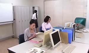 Crazy Japanese sweeping Mira Hasegawa, Rei Kitajima, Haruna Saeki in the matter of Incredible Cougar, Office JAV clip