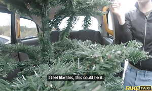 Fake Taxi Petite Asian Lia Lin hot POV oral stimulation added to hardcore sex in her Christmas jumper