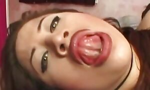 A Big Asian Girl Caresses Her Wet Cunt While Liking Receiving a Big Cock
