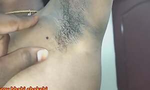 Tamil village piece of baggage hairy armpits coupled with pussy show house owner